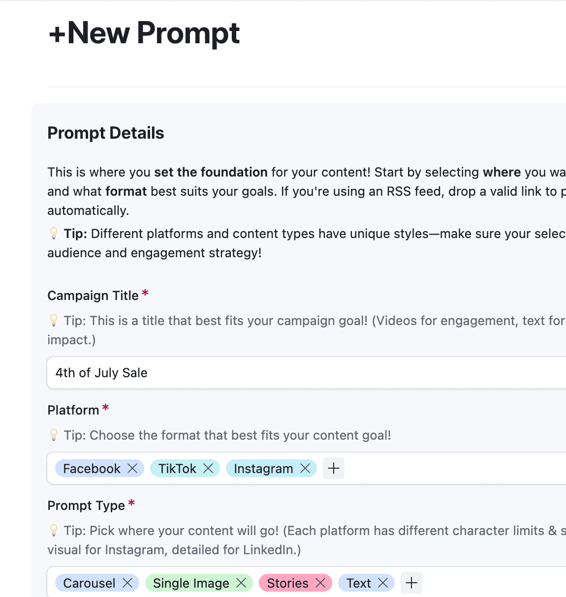 Custom AI Writing Templates screenshot